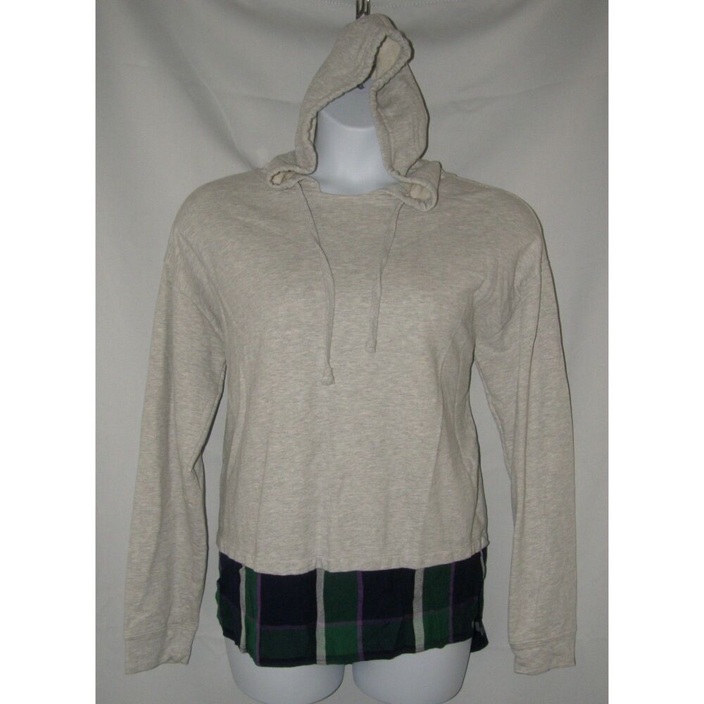 SANCTUARY Light Gray Sz Large Casual Wear Layer Look Hoodie Hooded Sweatshirt